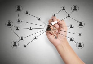 Business man drawing social network
