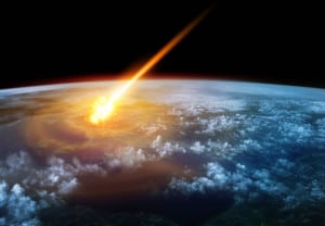 A Meteor glowing as it enters the Earth's atmosphere