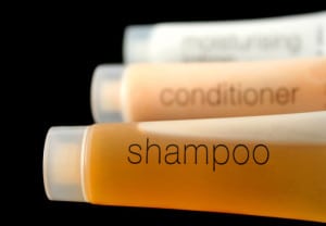 Tubes of shampoo, conditioner and moisturing lotion.