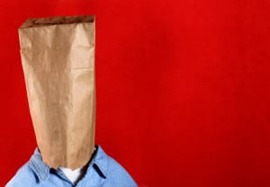 anonymous bag man with target