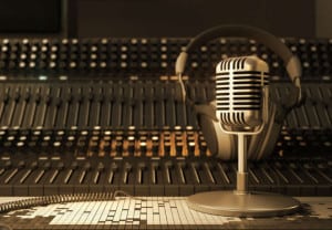 Microphone in the sound studio