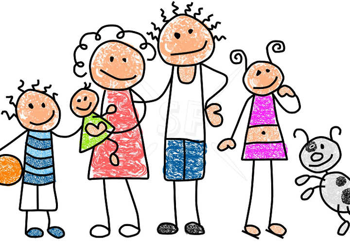 crayones dibujo familia feliz