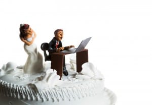 angry bride because her husband doesn't leave the computer alone.