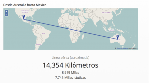 distancia que hay entre mexico y australia