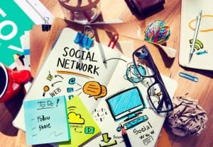Social Network Social Media Office Desk Workplace Concept