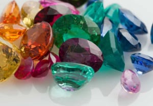 Real gems including sapphires, emeralds, rubies, tanzanite and tourmaline.
